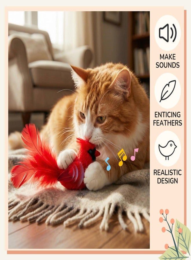 SilTriangle 3 Pcs Bird Cat Toy with Chirping Sound, 3.15 Inch Interactive Exercise Toy with Lifelike Bird Chirp, Red Cardinal Blue Jay Goldfinch for Indoor Bored Cats Kittens, Gifts for Valentines Day - Image 3